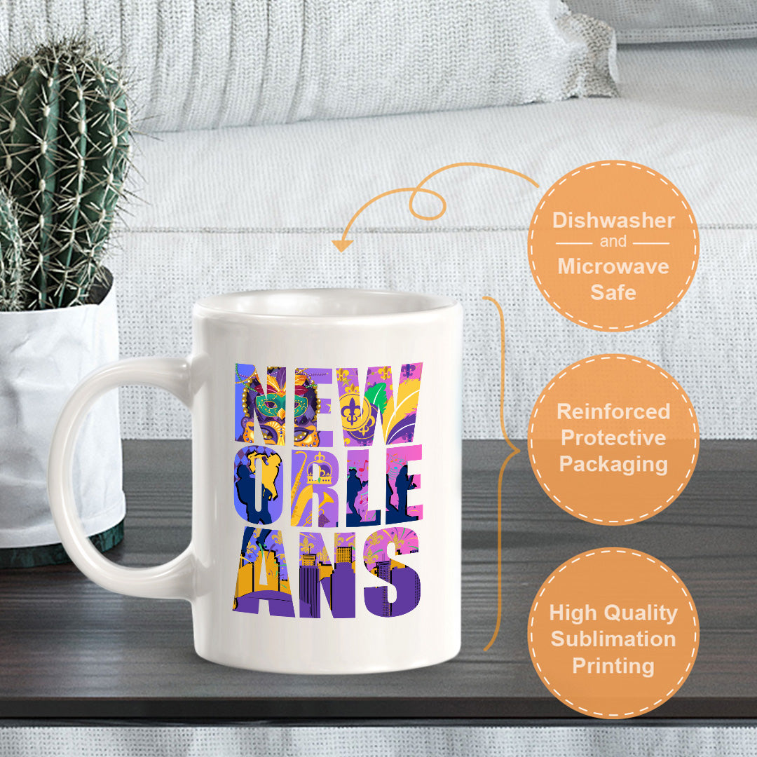 New Orleans, Louisiana 11oz Plastic or Ceramic Coffee Mug | American Cities Coffee Cups