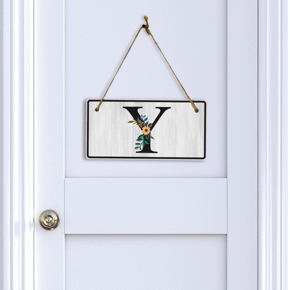 Y Flower Decor 5x10 Hanging Wall or Door Sign | Alphabet Letter Room Decoration