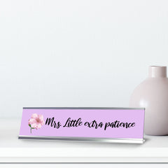 Mrs. Little Extra Patience, Silver Frame Desk Sign (2x8)
