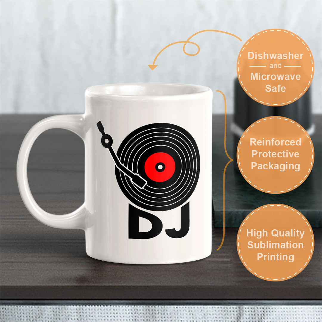 DJ 11oz Plastic or Ceramic Coffee Mug | Novelty Cup for Musicians