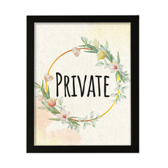 Signs ByLITA Private, Floral FRAMED Print Short Term Rentals Guest Signage Hospitality Wall Art