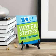 Signs ByLITA Water Station: Stay Hydrated Table Sign with Acrylic Stand (6x8“)