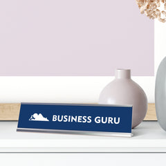Business Guru, mountain Silver Frame, Desk sign (2x8”)