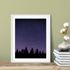 Designs ByLITA Forest Stars Night Sky, Wall Print Art | Beautiful Flowers | Stylish Modern Decoration For The Home and Office