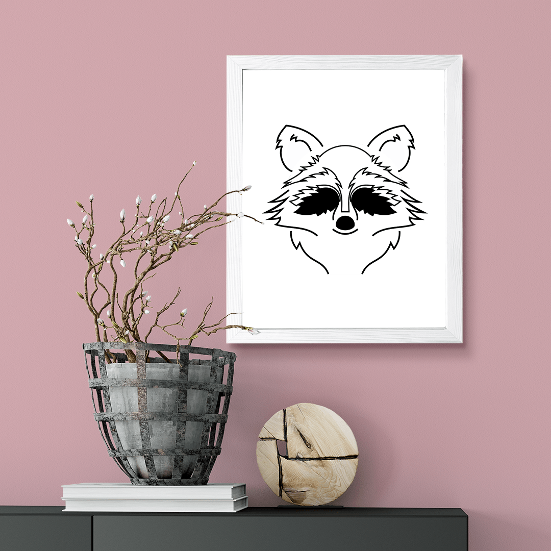Designs ByLITA Racoon Outlined version, Wall Print Animals Art | Family Presents | Bedroom | Stylish Kindergarten Decor