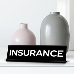 Signs ByLITA Insurance Black Frame, Desk Sign (2x8")