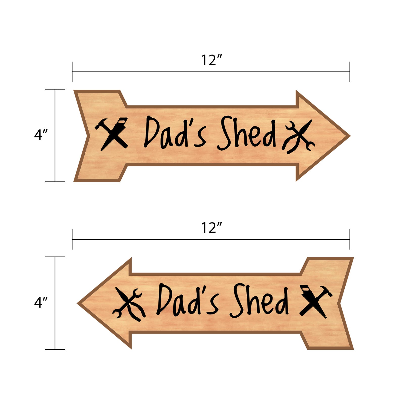Arrow Shape Dad's Shed 12x4" Wall or Door Sign | Funny Home Décor