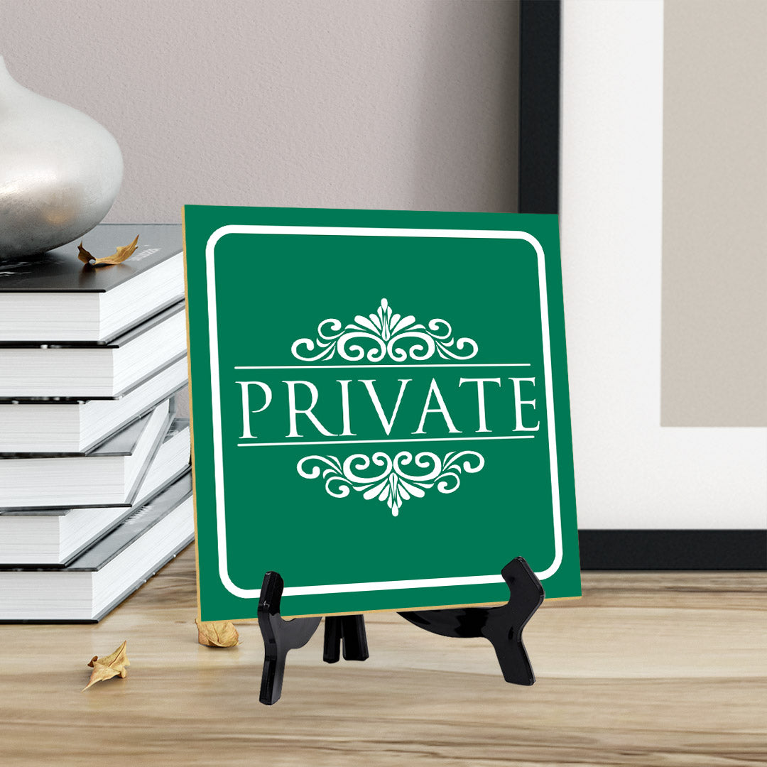 Private 5"x 5" Square Table Sign With Acrylic Easel | Home & Office Decor