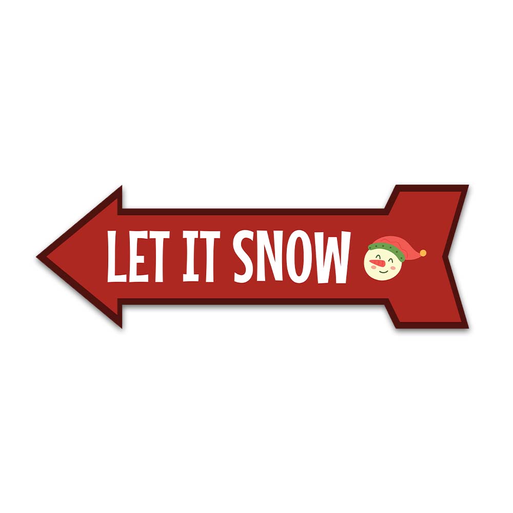 Arrow Shape Plus Let it Snow 12x4" Wall or Door Sign | Christmas Holiday Decoration