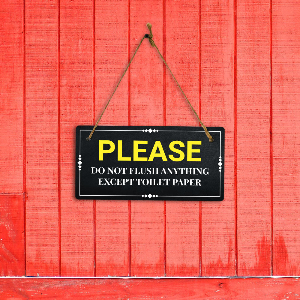 Please Do Not Flush Anything Except Toilet Paper 5x10 Hanging Plus Wall or Door Sign | Home & Office Decor