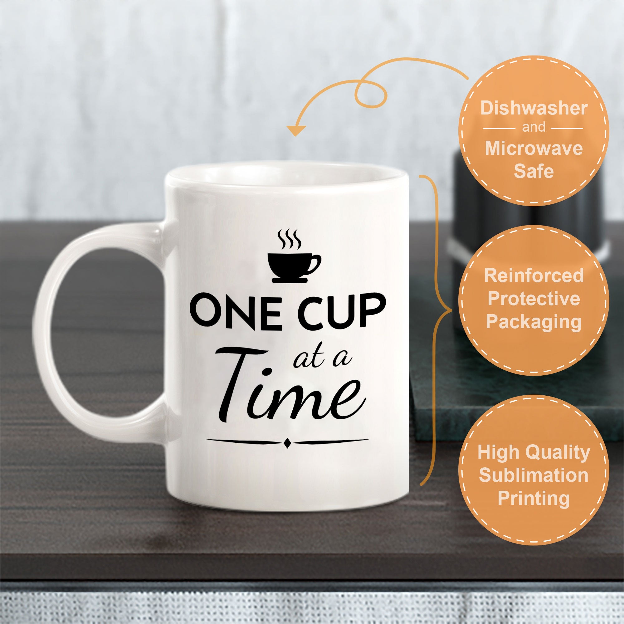 Designs ByLITA One Cup at a Time Office Workspace Home Family 11oz Plastic/Ceramic Coffee Mug
