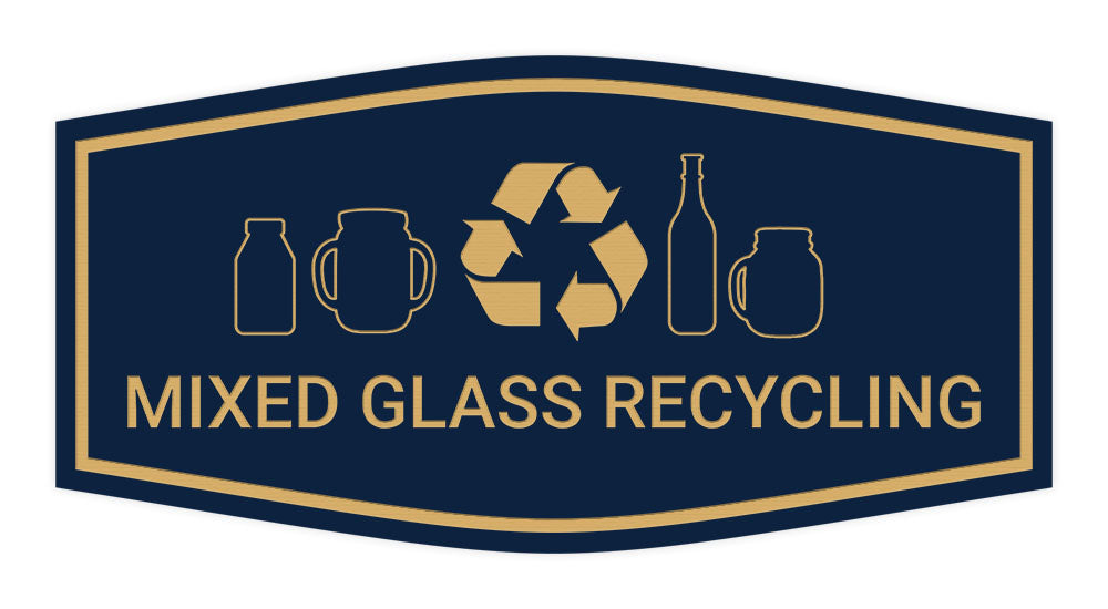 Fancy Mixed Glass Recycling Wall or Door Sign