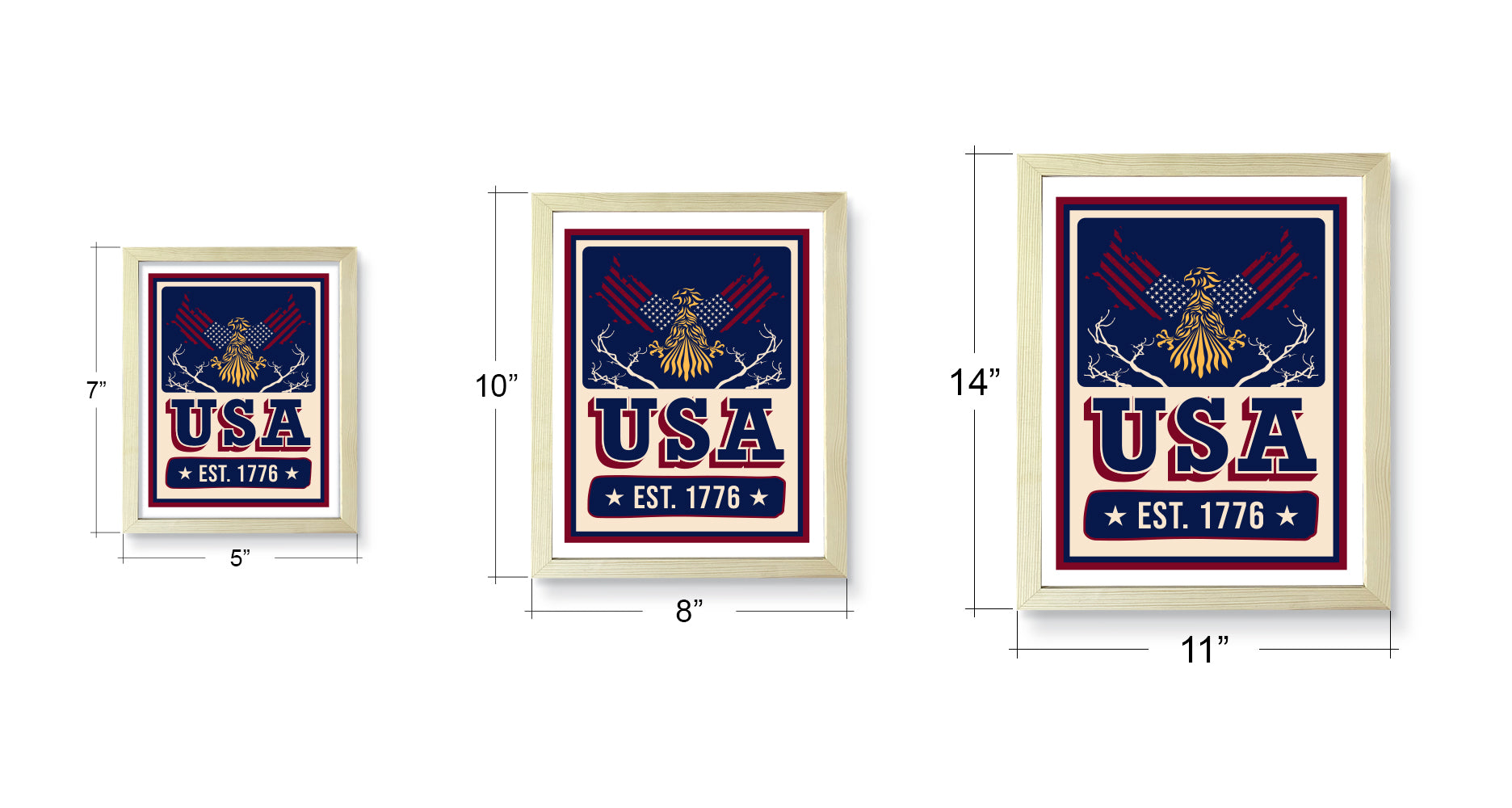 Designs ByLITA USA est. 1776, Wall Print Art | USA Patriotic Decoration (Unframed or Framed)