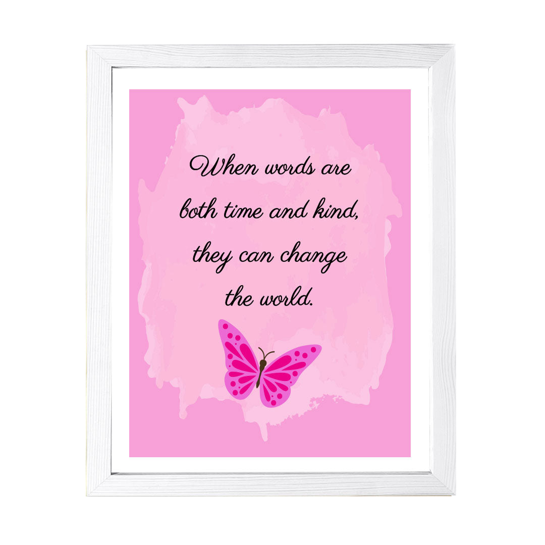Designs ByLITA When Words Are Both Time And Kind, They Can Change The World. Framed Wall Art Print | Buddhist Quotes Motivational Decor