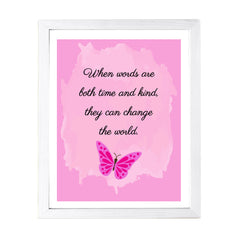 Designs ByLITA When Words Are Both Time And Kind, They Can Change The World. Framed Wall Art Print | Buddhist Quotes Motivational Decor