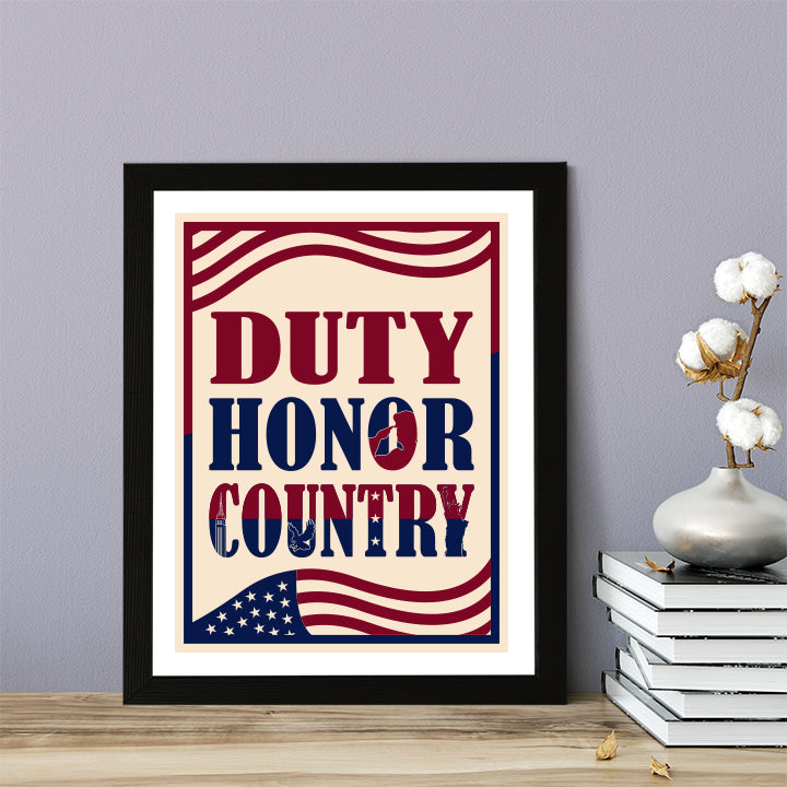 Designs ByLITA Duty, Honor, Country, Wall Print Art | USA Patriotic Decoration (Unframed or Framed)