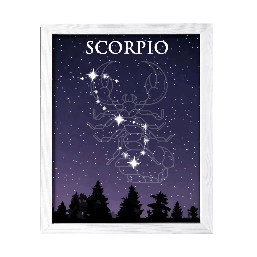 Designs ByLITA Scorpio Zodiac Sign Night Sky, Wall Print Art | Home and Office Decor | Astrology Star Sign Bedroom Decoration | Perfect Gift