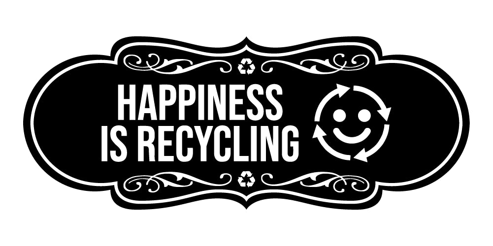 Signs ByLITA Designer Happiness Is Recycling Wall or Door Sign