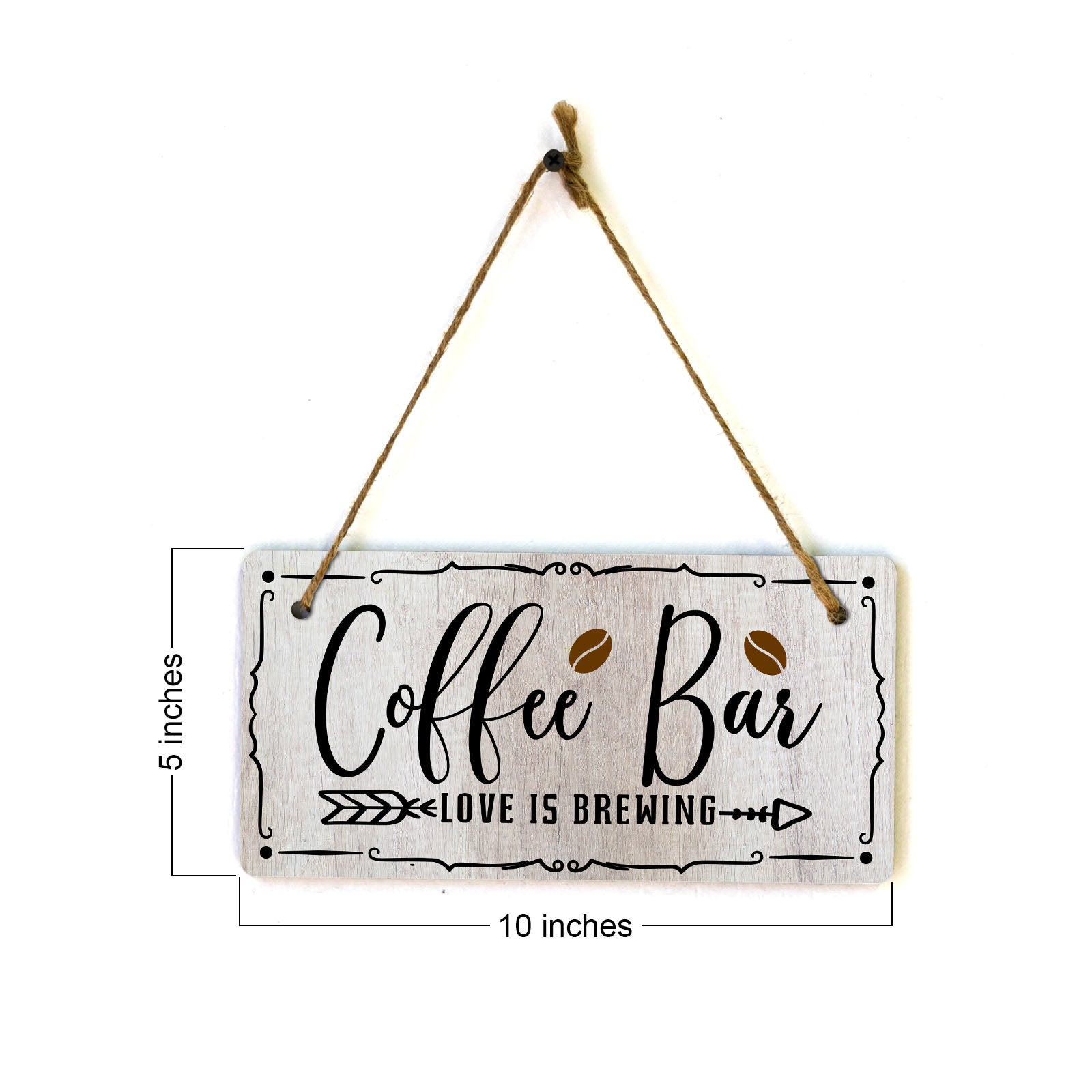 Coffee Bar Love Is Brewing 5x10 Hanging Plus Wall or Door Sign | Home Decor
