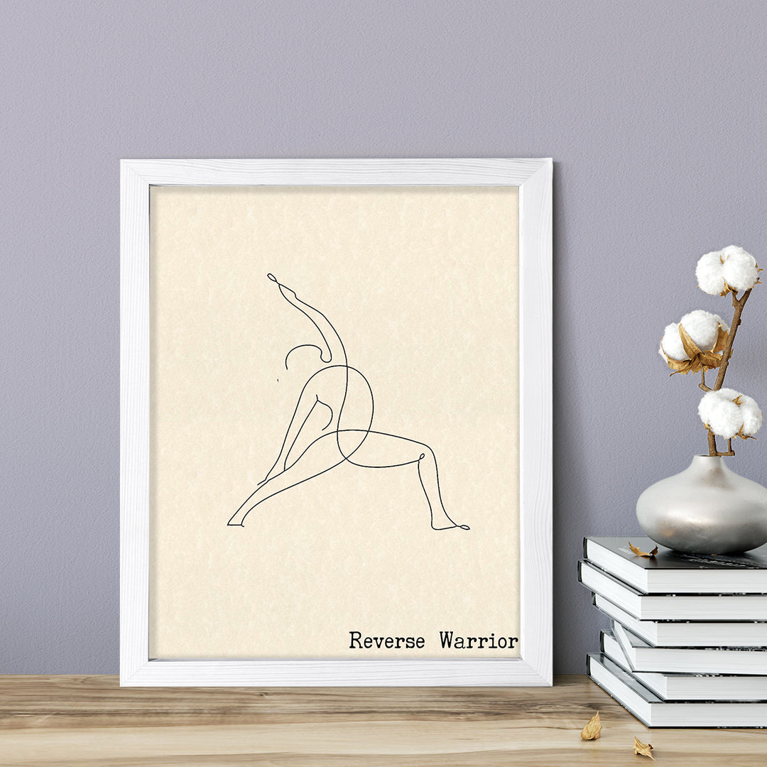 Reverse Warrior, FRAMED Print Yoga Wall Art