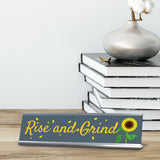 Signs ByLITA Rise and Grind, Silver Frame, Desk Sign (2x8")