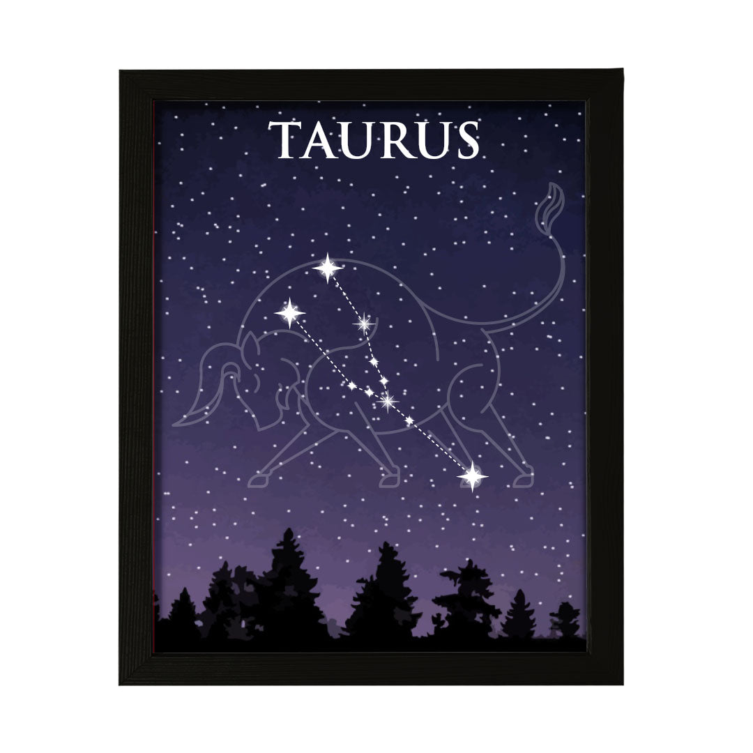 Designs ByLITA Taurus Zodiac Sign Night Sky, Wall Print Art | Home and Office Decor | Astrology Star Sign Bedroom Decoration | Perfect Gift