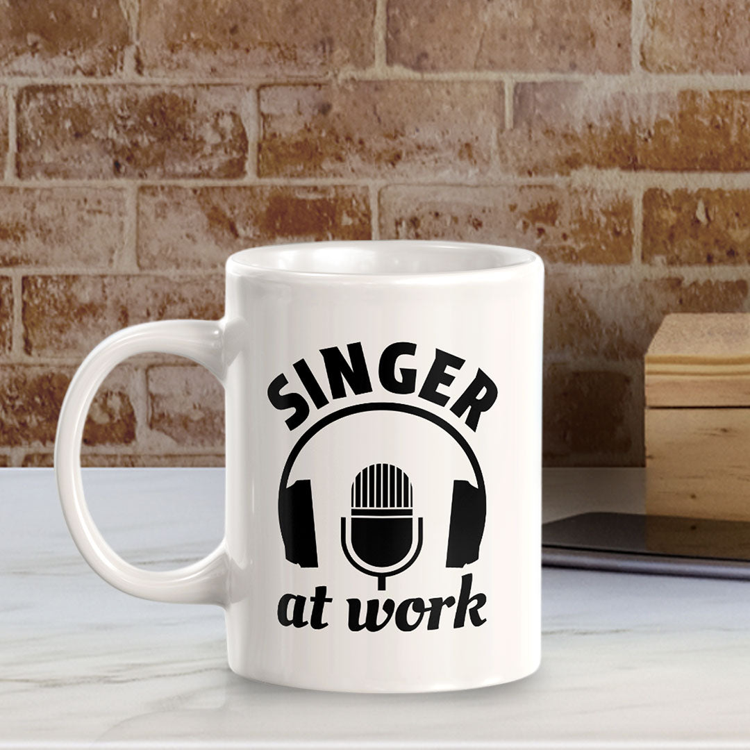 Singer at Work 11oz Plastic or Ceramic Mug | Novelty Cup for Musicians