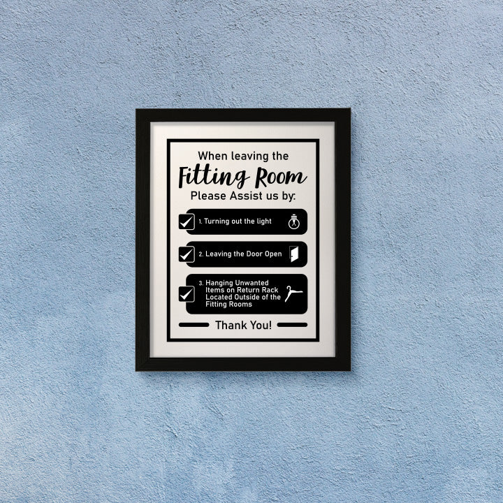 Designs ByLITA When Leaving The Fitting Room Please Assist Us By, Wall Print Art | Retail Store Decoration (Unframed or Framed)