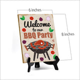 Signs ByLITA Welcome to our BBQ Party, Table Sign with Acrylic Stand (6x8“)
