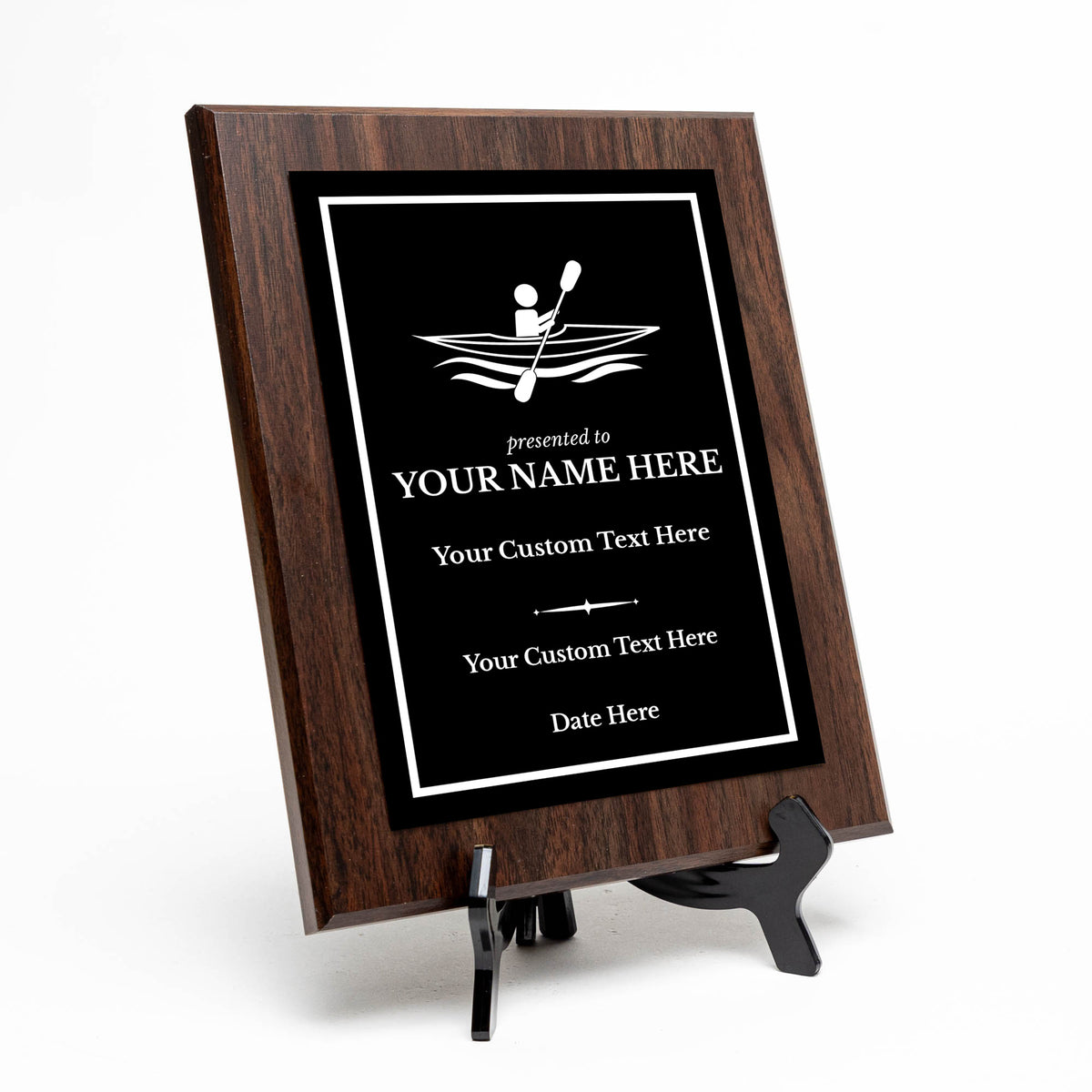 Kayaking Customizable Wooden Award Plaque | Easel Mount Option | Achievement and Recognition Personalizable Plaques | Sports Award