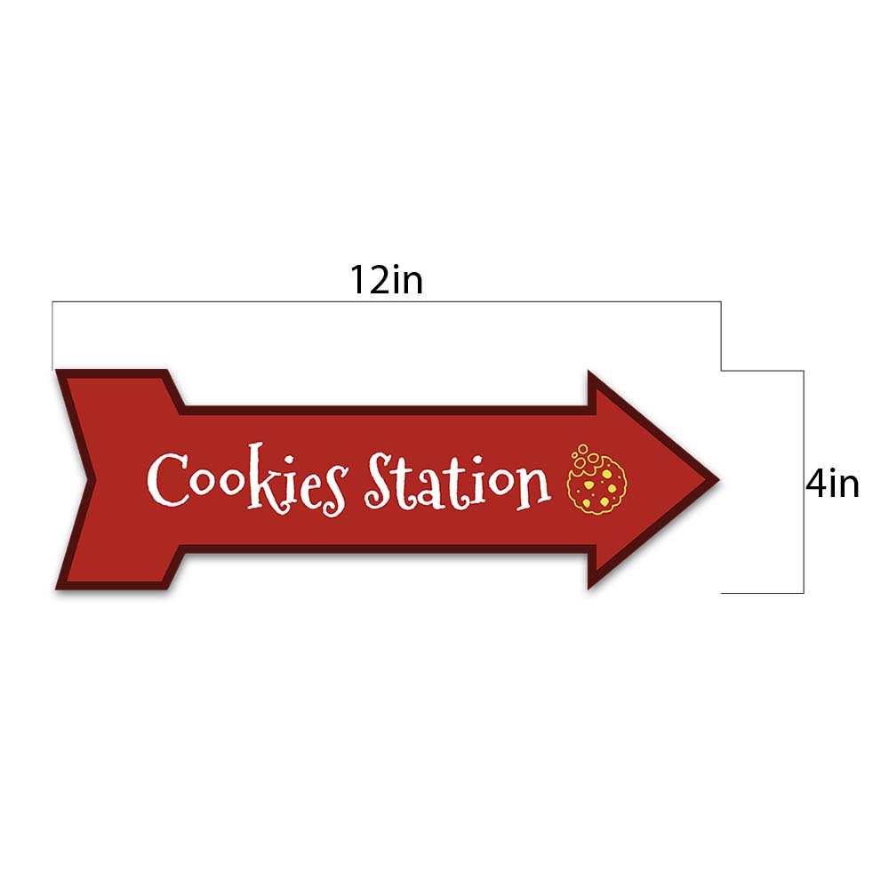 Arrow Shape Plus Cookies Station 12x4" Wall or Door Sign | Christmas Holiday Decoration