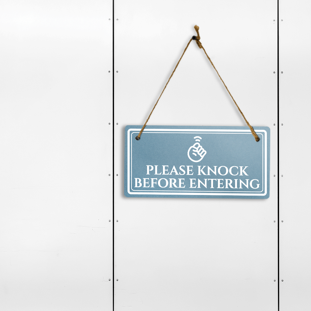 Please Knock Before Entering 5x10 Hanging Plus Wall or Door Sign | Rustic Twine | Home Privacy Signage