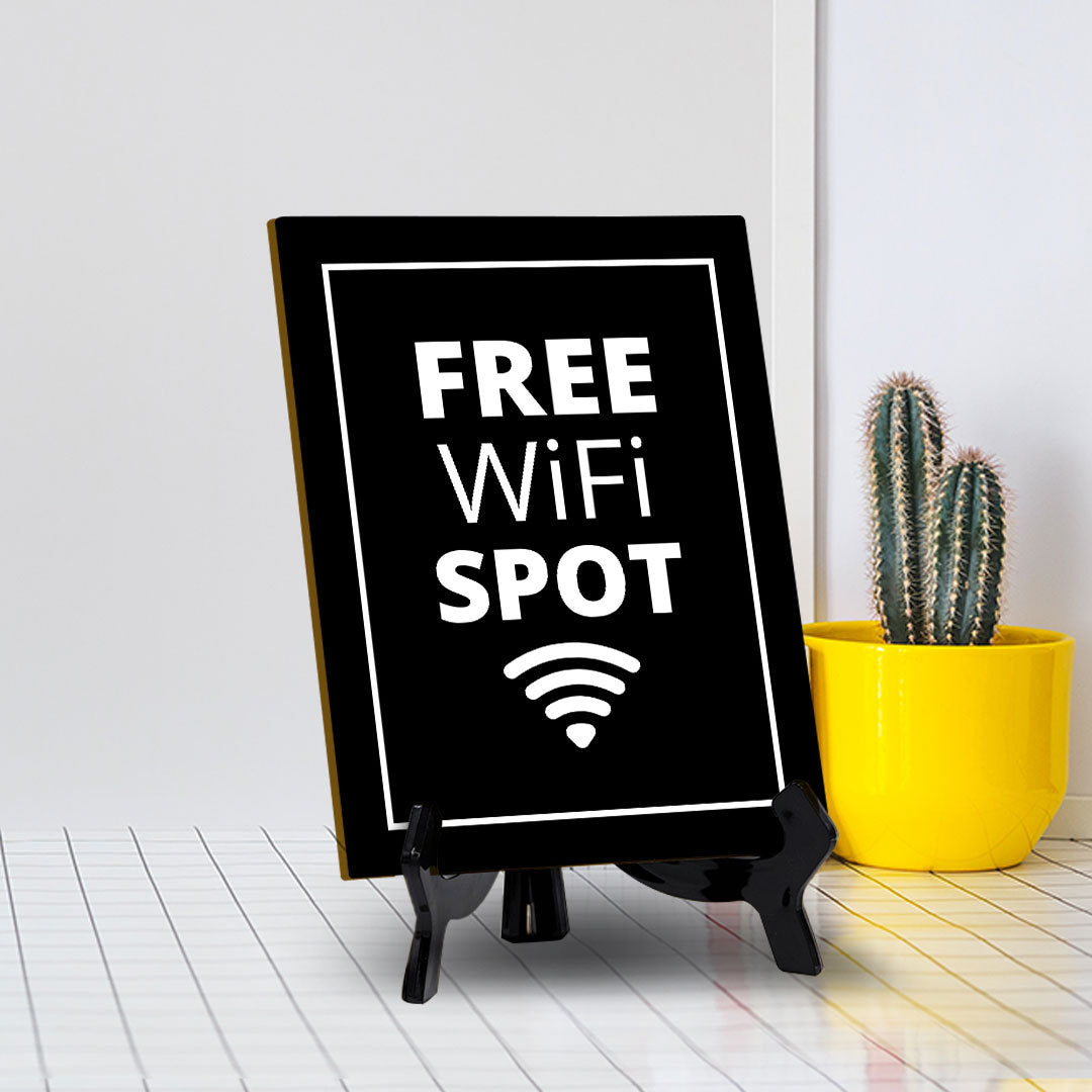 Signs ByLITA Free WiFi Spot Table Sign With Acrylic Stand (6x8“)