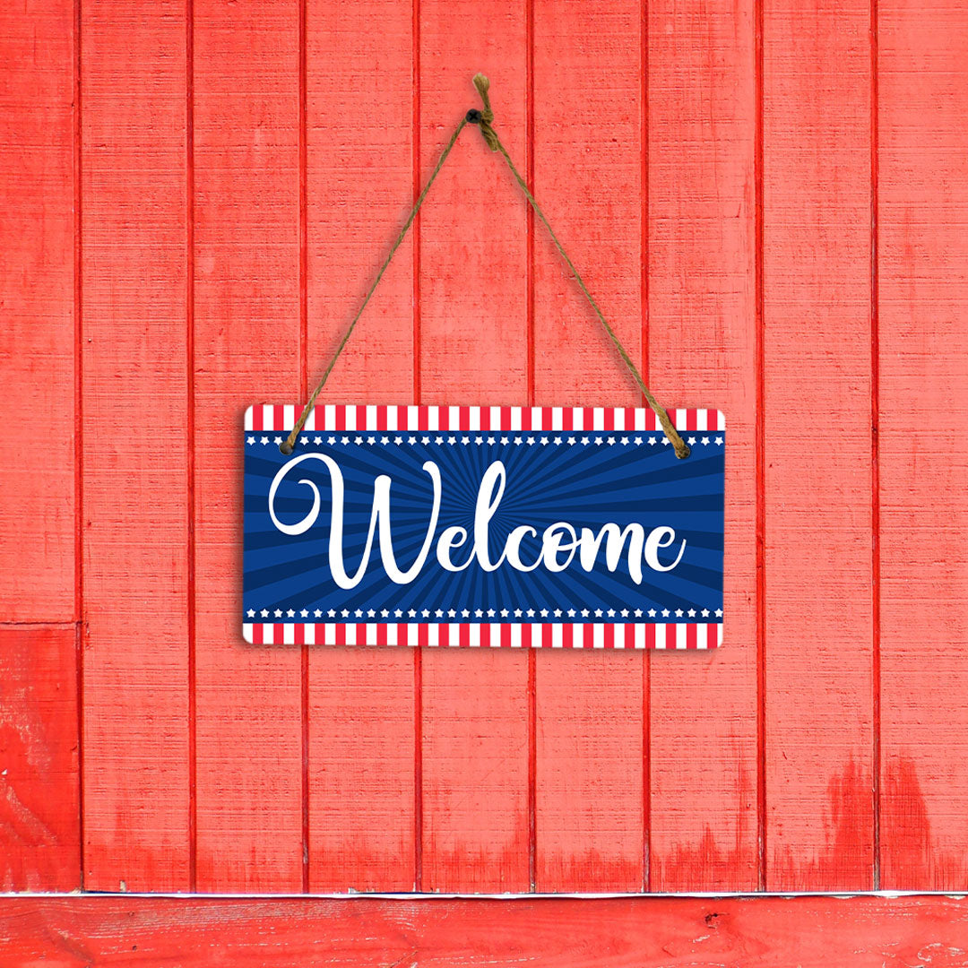 Welcome 5x10 Hanging Plus Wall or Door Sign | USA Home Decor