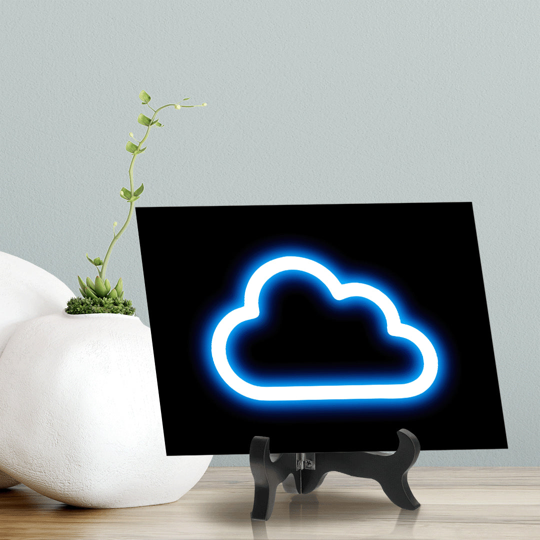 Cloud Neon Graphic Style Table Sign with Acrylic Stand (6x8“) | Live Streamer Gaming Themed Decoration