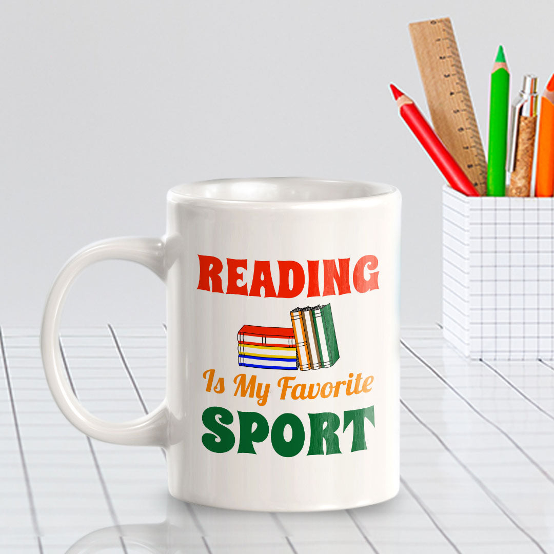 Reading Is My Favorite Sport 11oz Plastic or Ceramic Coffee Mug | Witty Funny Coffee Cups