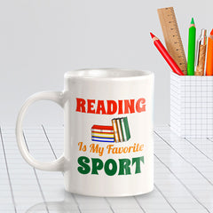 Reading Is My Favorite Sport 11oz Plastic or Ceramic Coffee Mug | Witty Funny Coffee Cups