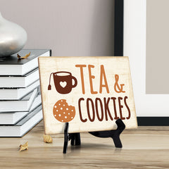Signs ByLITA Tea and Cookies Station Wedding Decoration Table Sign with Acrylic Stand (6x8“)