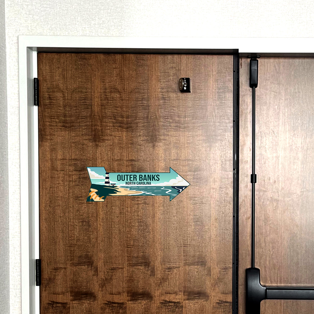 Arrow Shape Plus Outer Banks, North Carolina 12x4" Wall or Door Sign | Stylish Famous US Beach Souvenirs