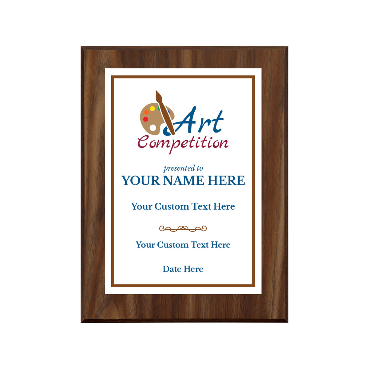 Art Competition Customizable Award Plaque | Easel Mount Option | Achievement and Recognition Personalizable Plaques