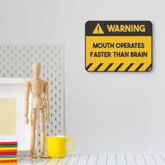 Classic Framed Plus Warning Mouth Operates Faster Than Brain Door or Wall Sign | Funny Home Decor