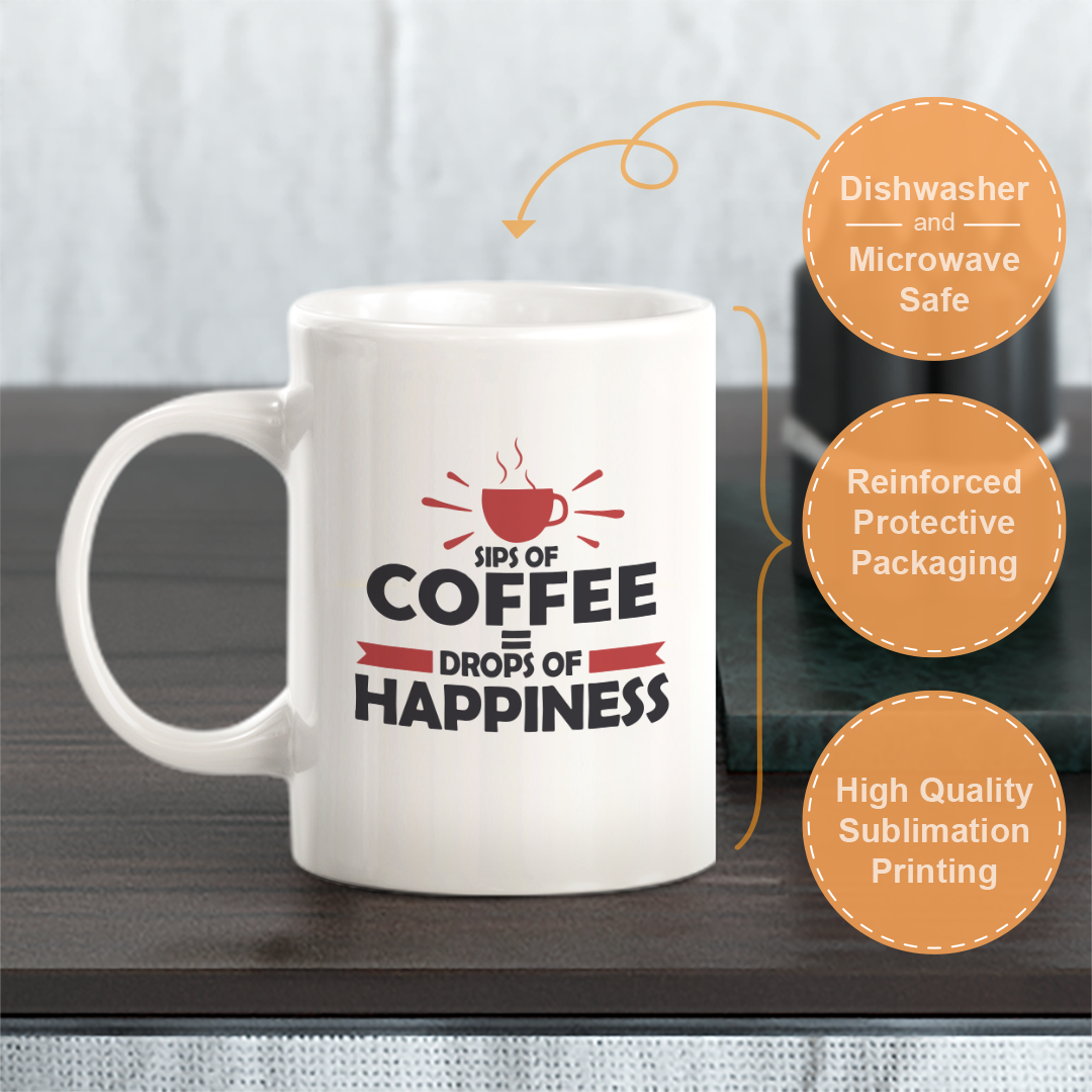 Sips Of Coffee = Drops Of Happiness Coffee Mug