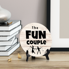 Signs ByLITA Circle Round The Fun Couple Table Sign (5x5")
