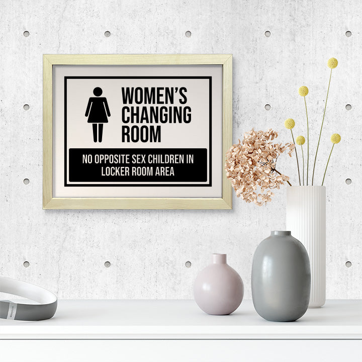 Designs ByLITA Women's Changing Room No Opposite Sex Children In Locker Room Area, Wall Print Art | Retail Store Decoration (Unframed or Framed)