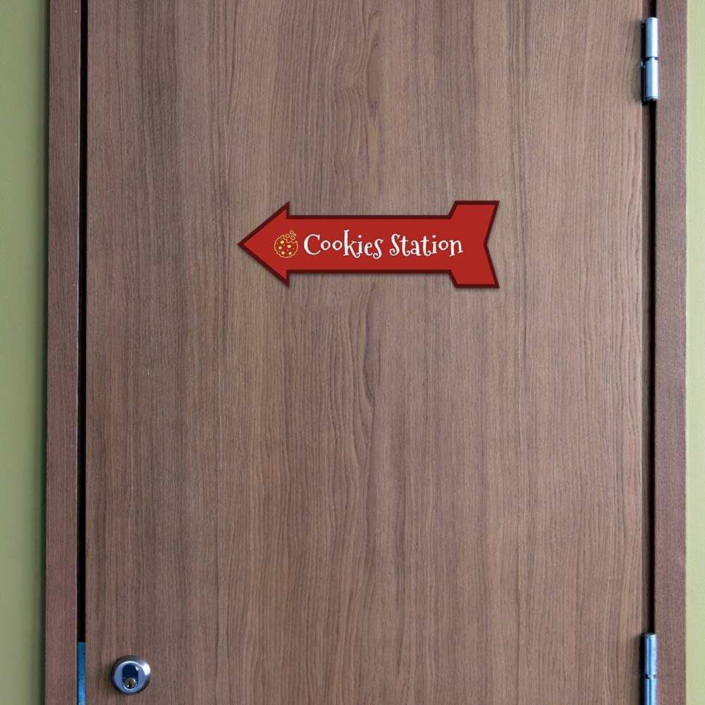 Arrow Shape Plus Cookies Station 12x4" Wall or Door Sign | Christmas Holiday Decoration