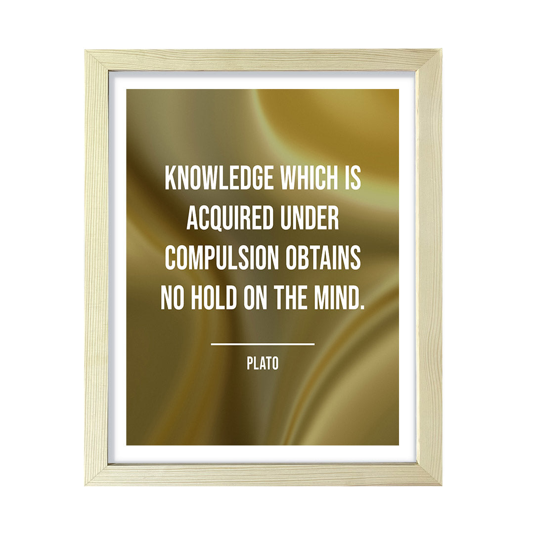 Knowledge which is acquired under compulsion obtains no hold on the mind - Plato Framed Wall Print | Stoic Wisdom Inspirational Quotes