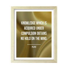 Knowledge which is acquired under compulsion obtains no hold on the mind - Plato Framed Wall Print | Stoic Wisdom Inspirational Quotes
