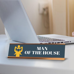 Signs ByLITA Man of The House Gold Frame, Desk Sign (2x8")