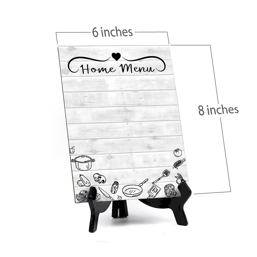 Home Menu Wipe Dry Table Sign (6x8") Office And Home Reminders | Personal Schedule | No Pen Included