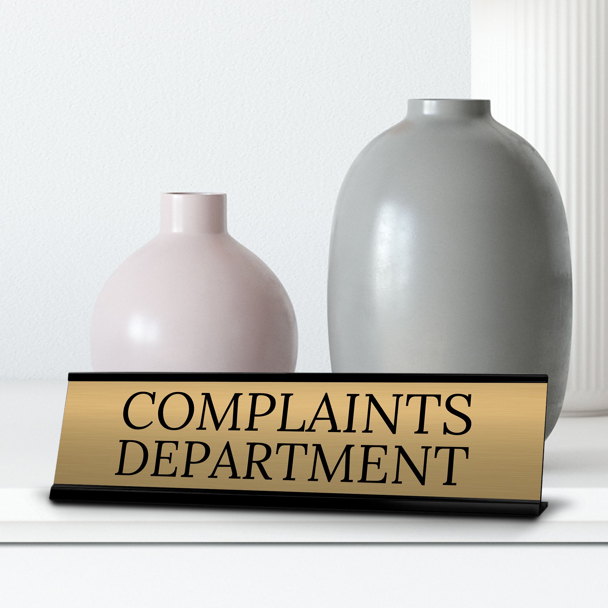 Signs ByLITA Complaints Department Office Decoration Gift Black Frame Desk Sign (2x8")